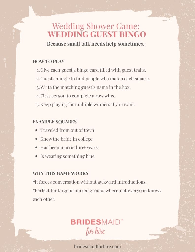 Wedding Shower Game_ Wedding Guest Bingo