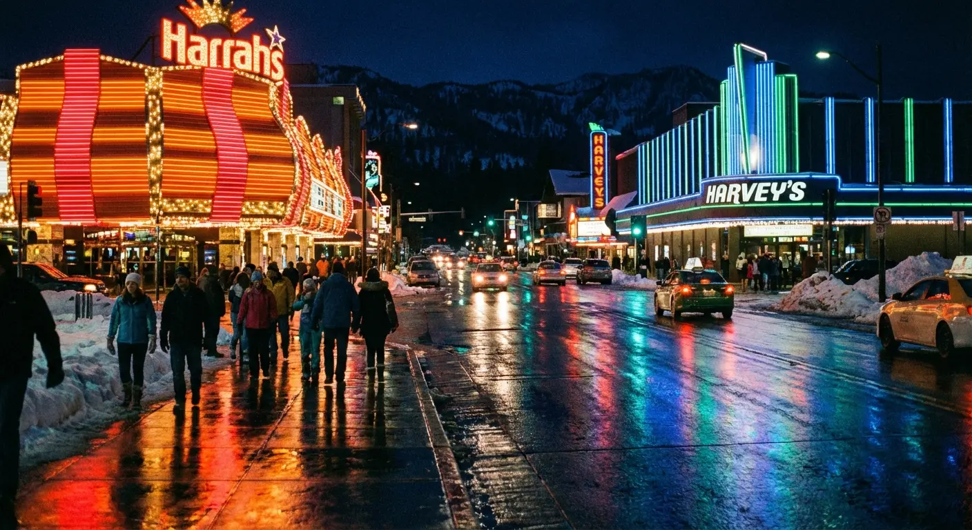 South Lake Tahoe nightlife and party scene neon signs