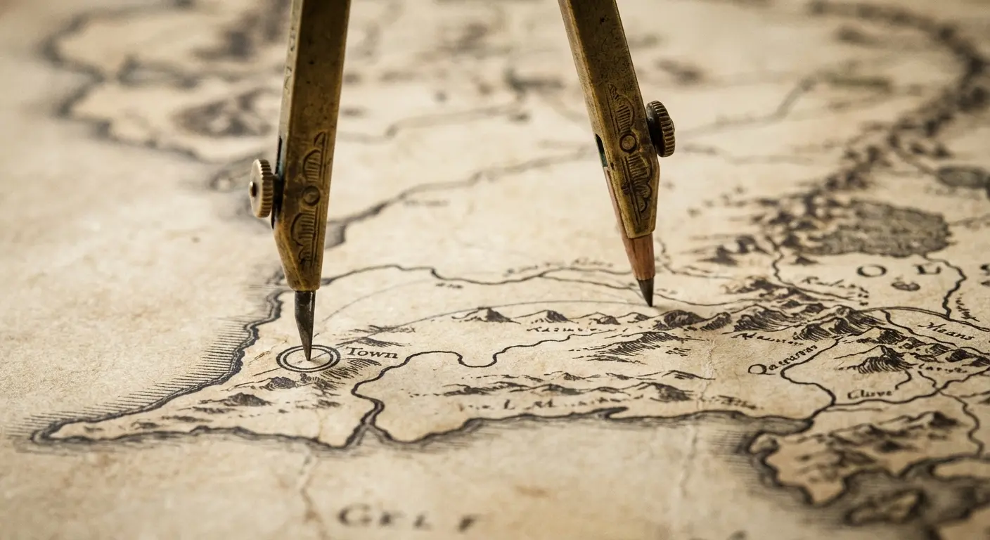 Drafting compass representing two lovers joined