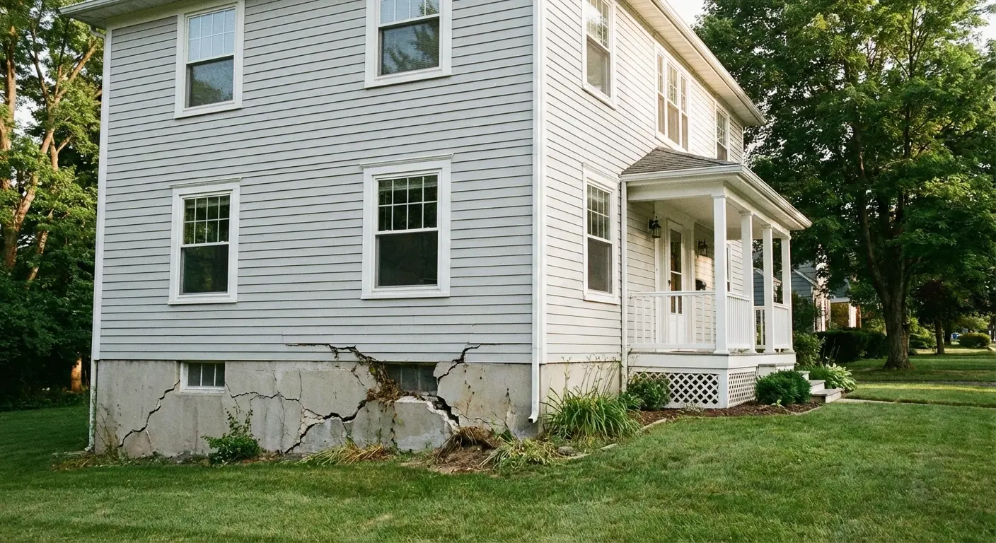 A crumbling house representing a relationship breakup