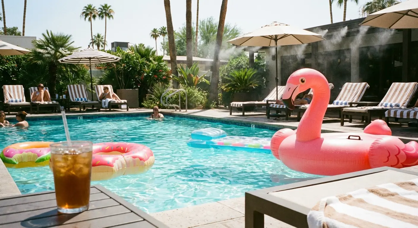 Woman cooling off with a fan in the intense Dallas heat