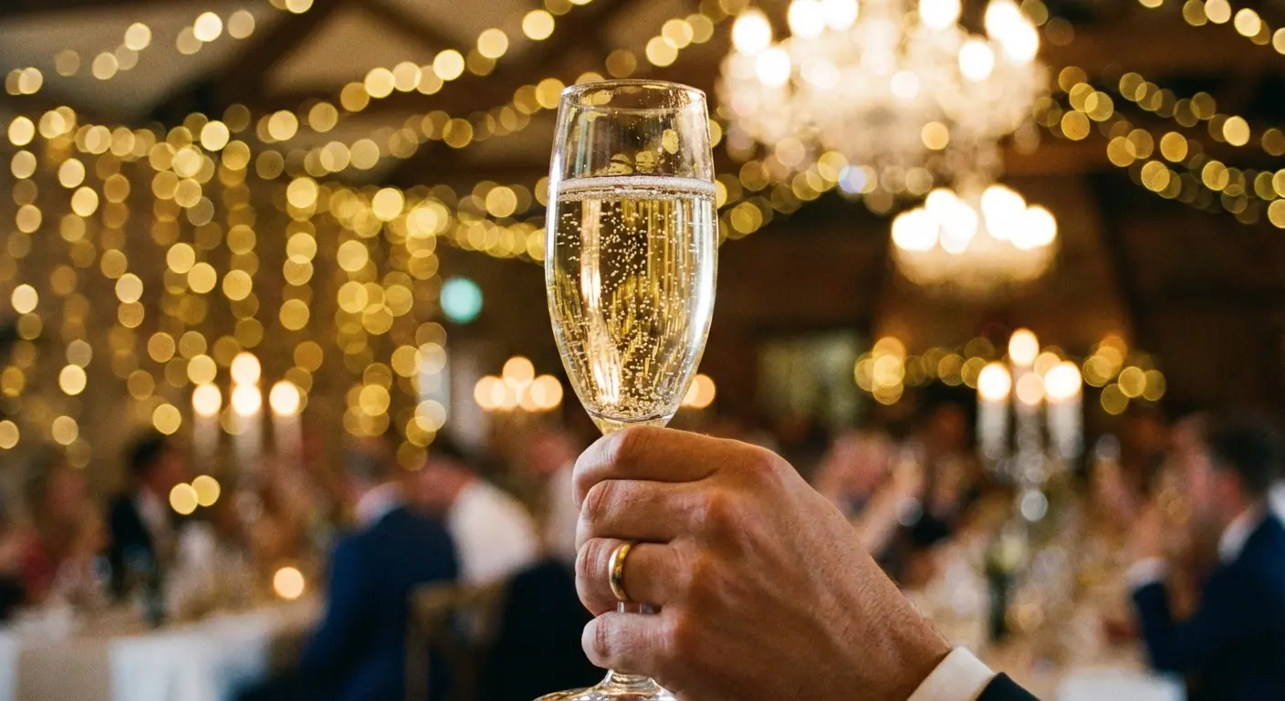 Maid of honor raising a glass for a toast