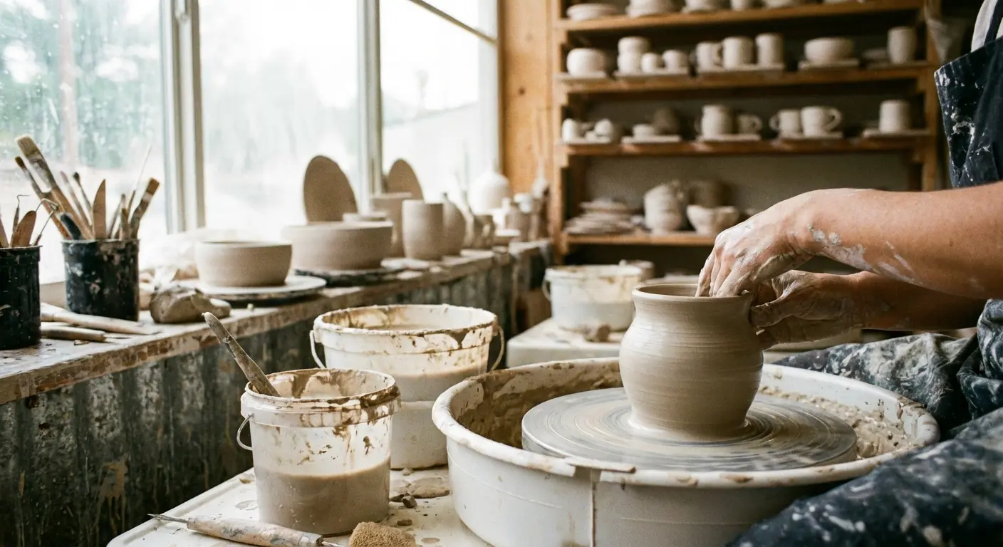 The tactile, immersive nature of pottery.