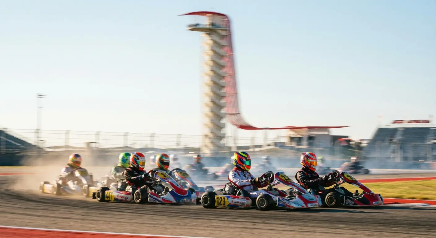 Go-karts racing at Circuit of the Americas in Austin