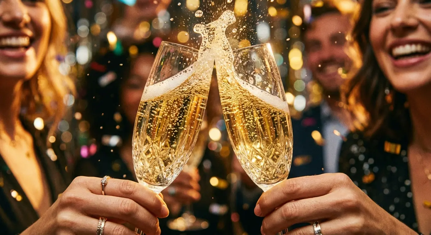 Champagne glasses clinking