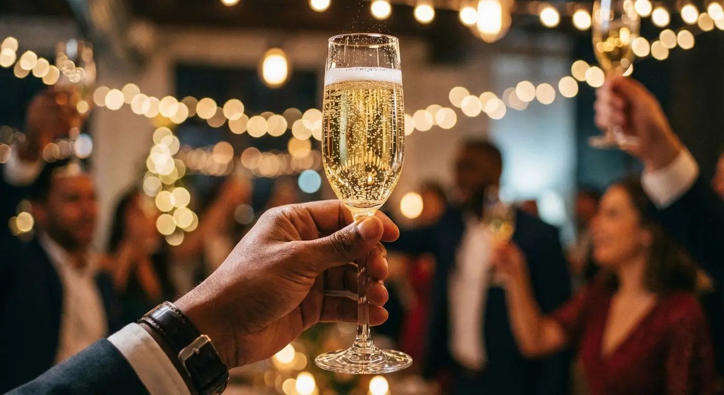 Champagne toast at the end of a speech