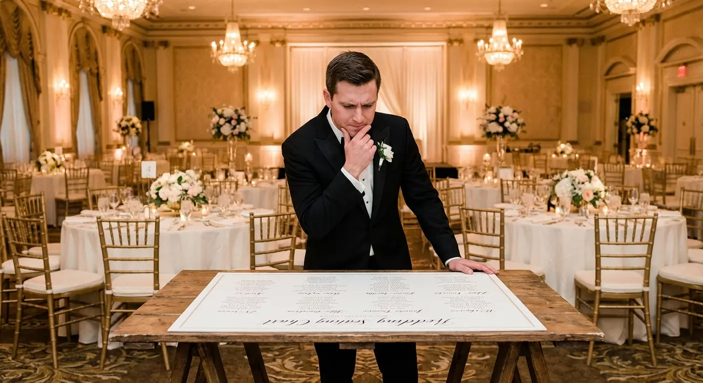 Best man analyzing the wedding guests