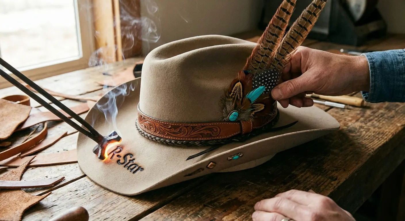 Custom cowboy hats on display at Kemo Sabe