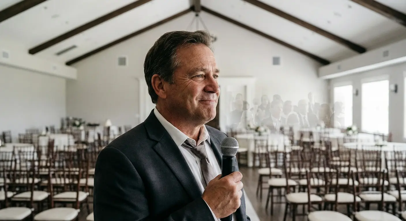 Father of the bride thinking about speech ideas