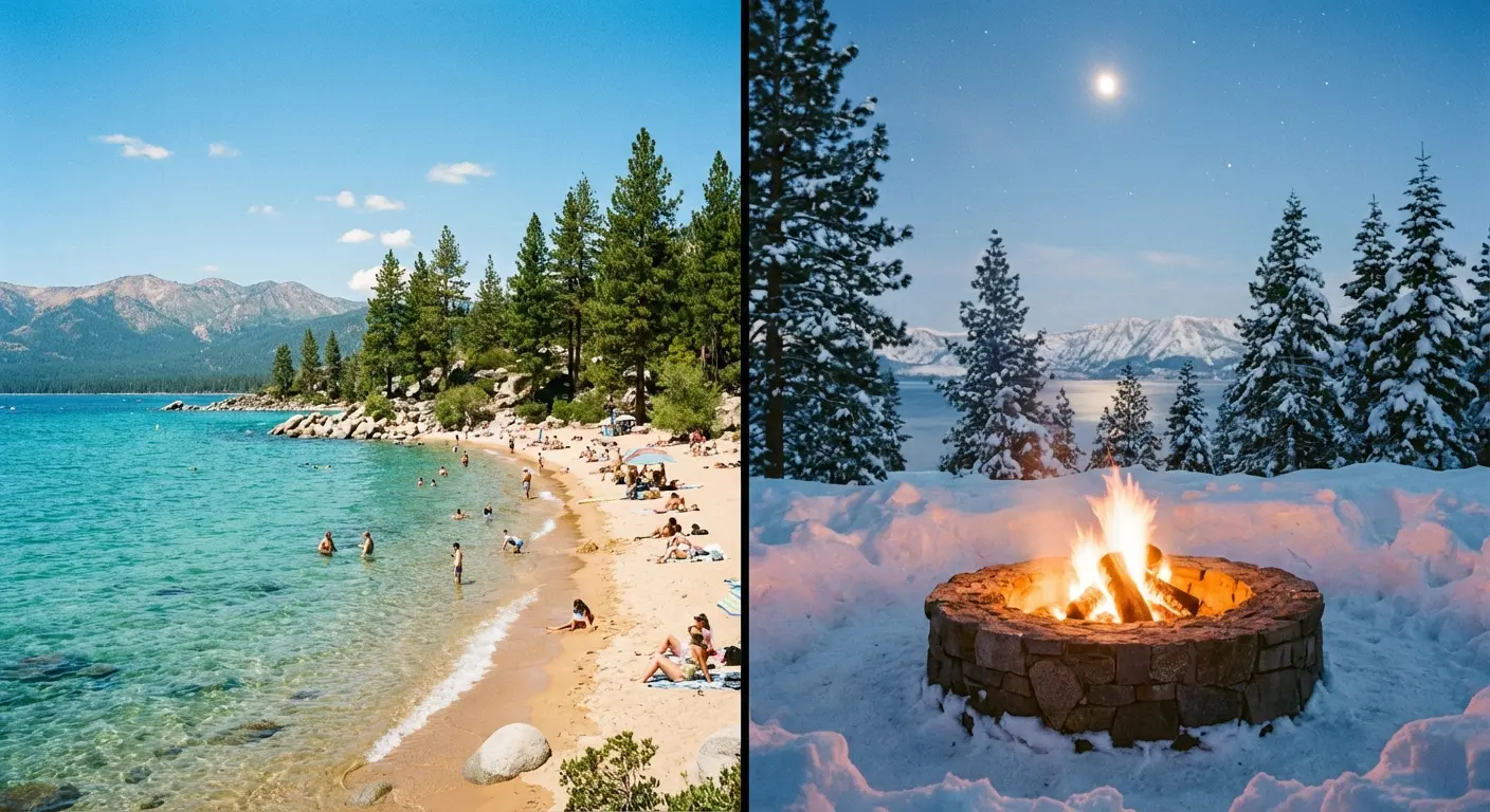 Comparison of Lake Tahoe in summer vs winter seasons