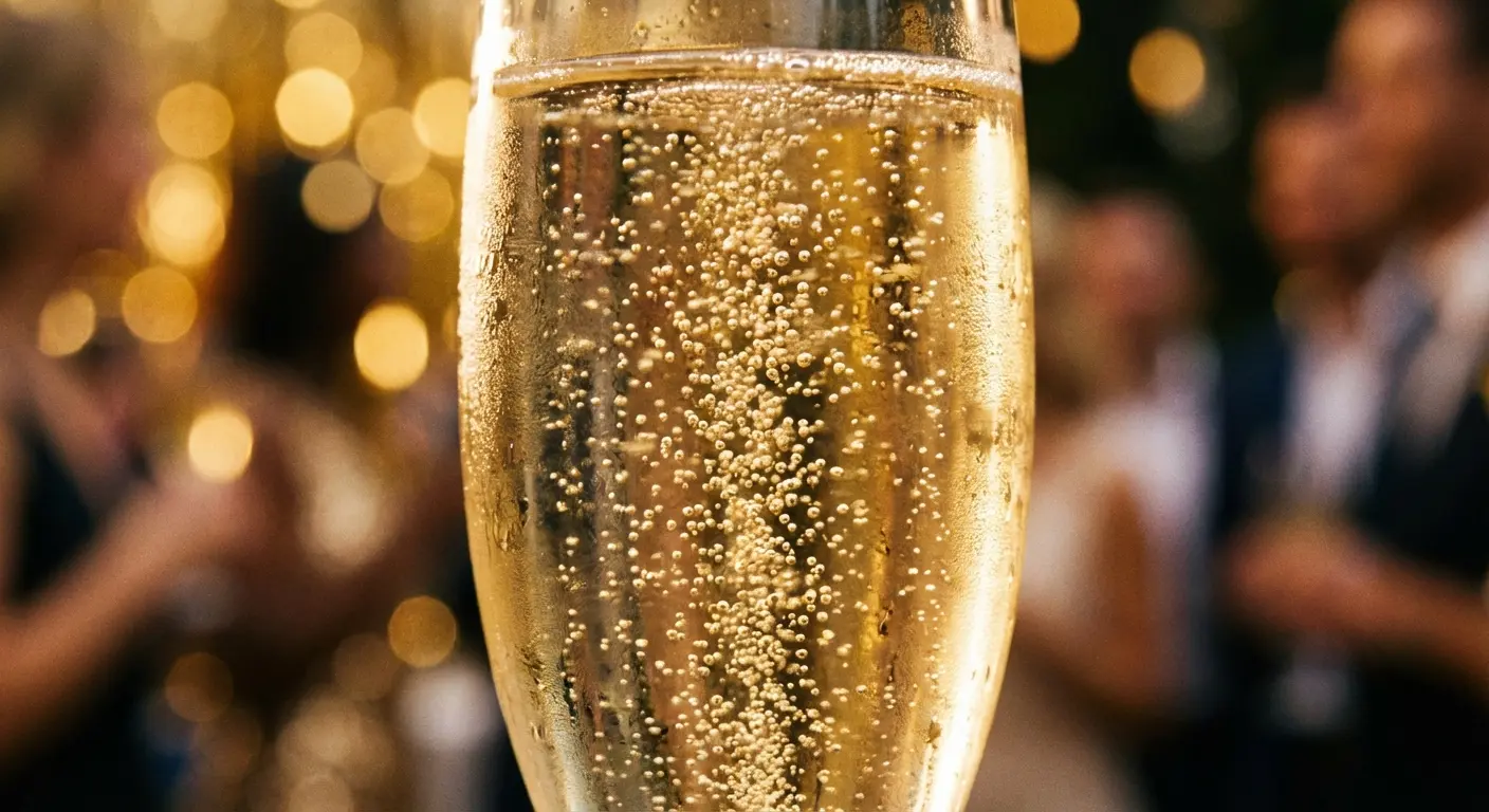 Champagne bubbles close up.