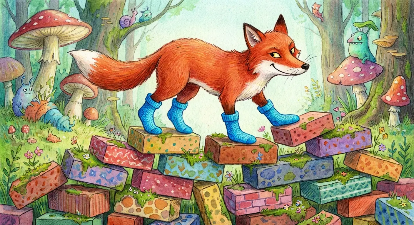 Fox wearing blue socks