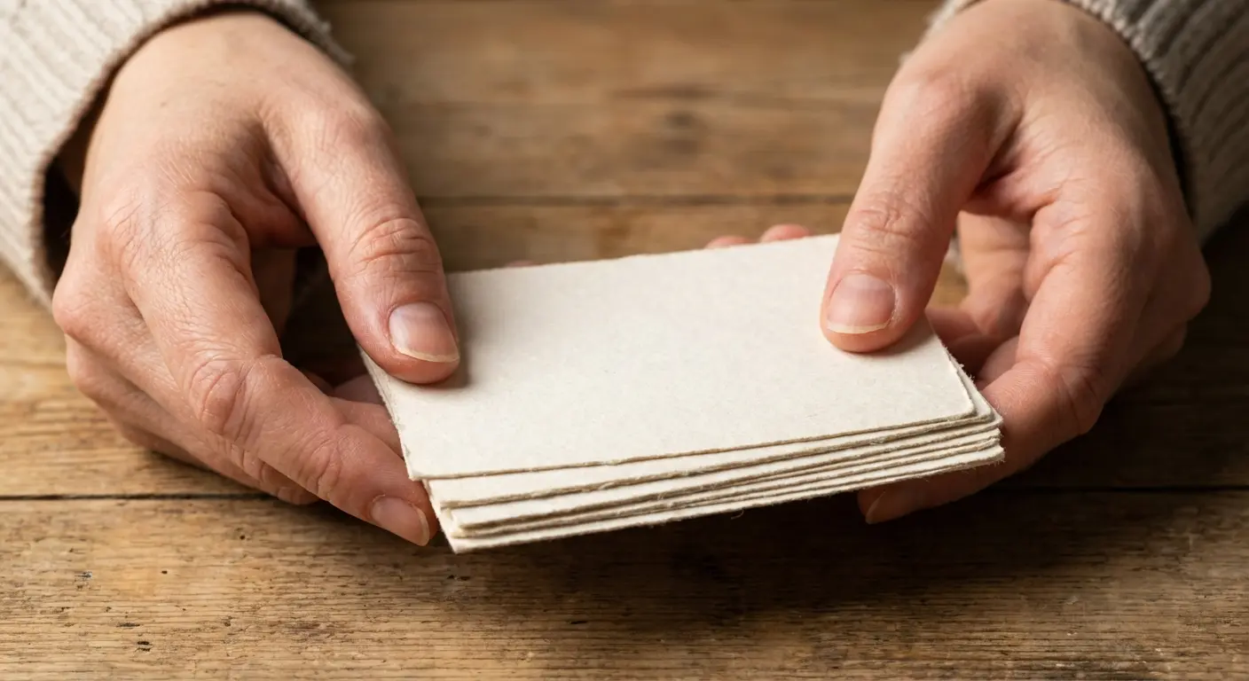 Woman reading a speech from index cards