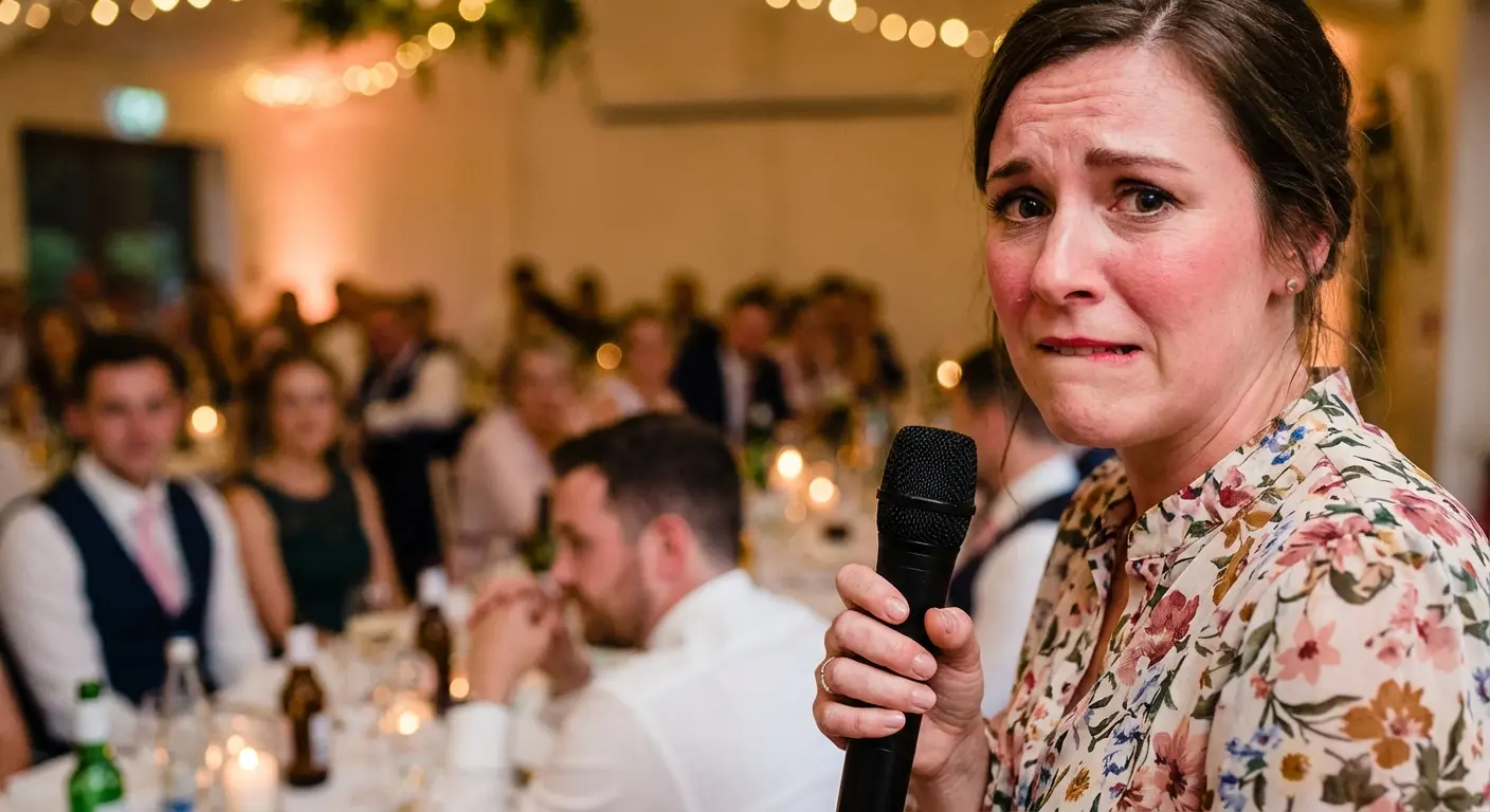 Maid of honor giving a speech at a wedding reception