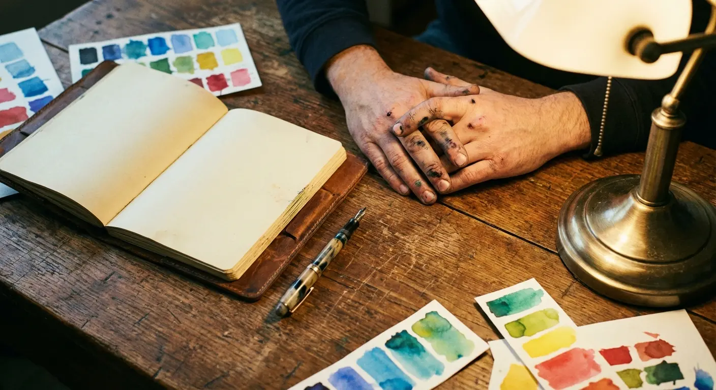 Writing poetry at a desk