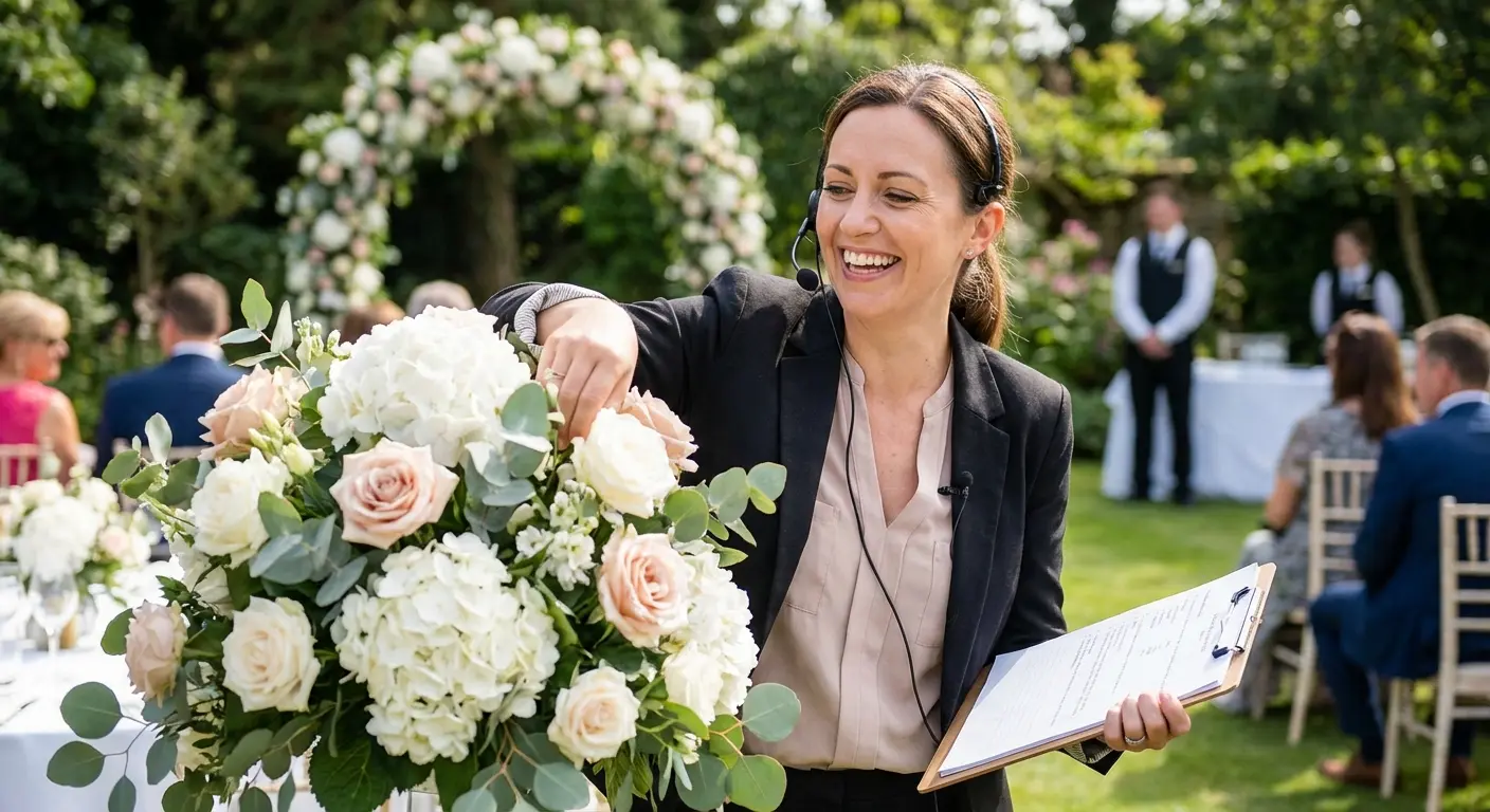 Professional bridesmaid helping with wedding games