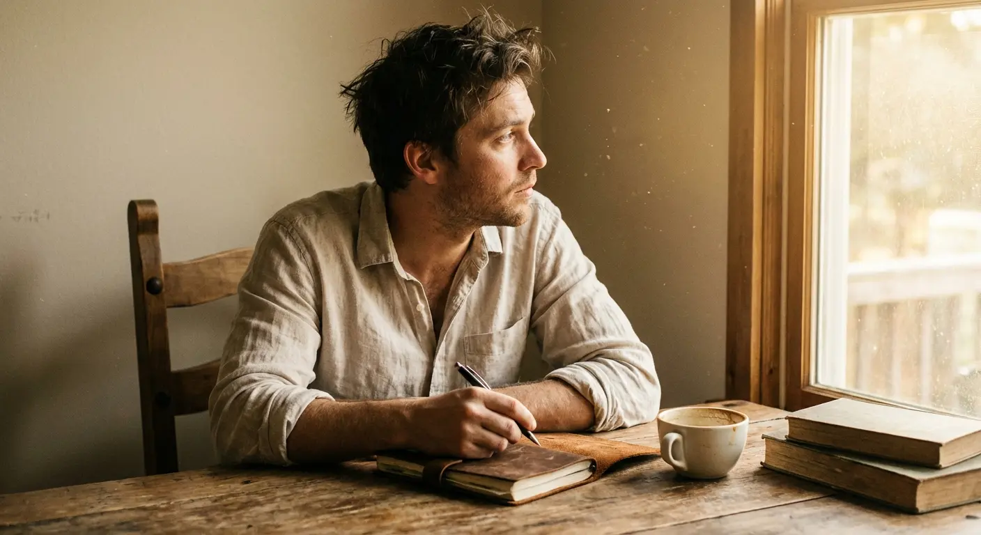 Bride writing personalized Christian wedding vows in a notebook