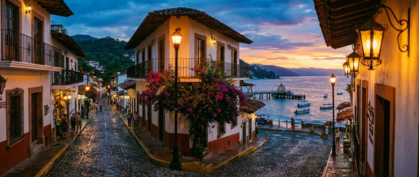 Puerto Vallarta beach and town view