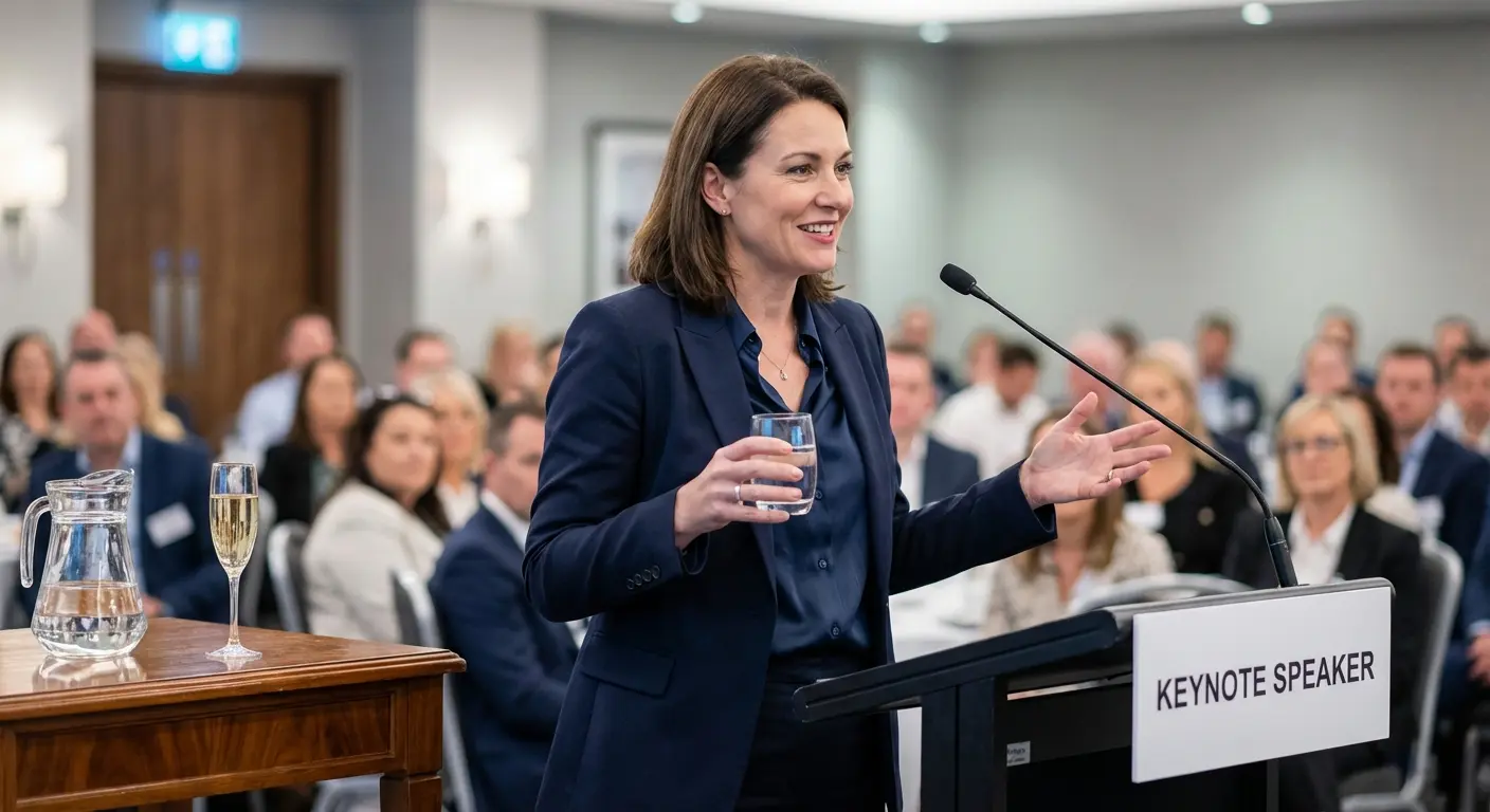 Toasting with champagne after the speech
