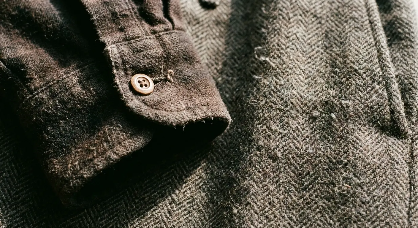 Herringbone tweed pants with brown flannel