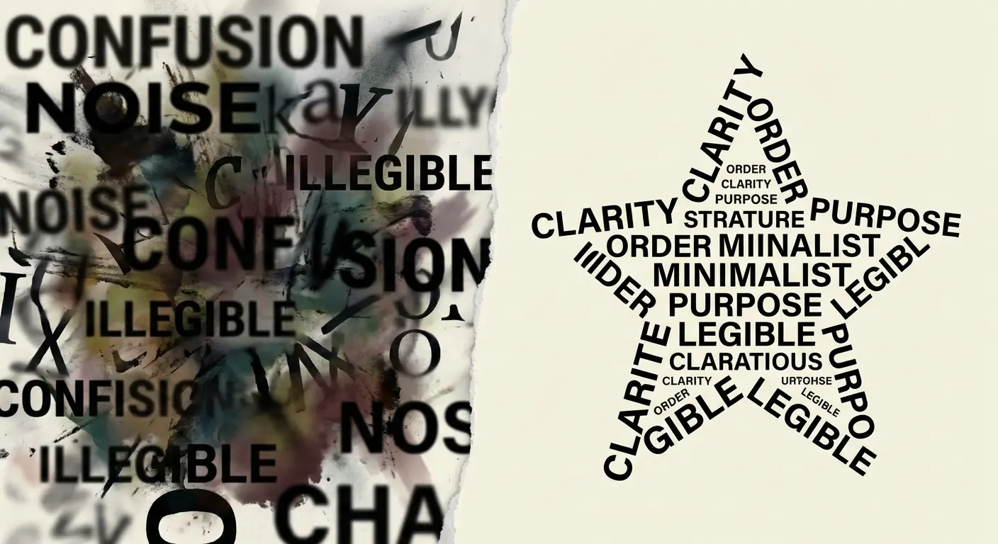 Graphic showing the balance between legibility and design in text