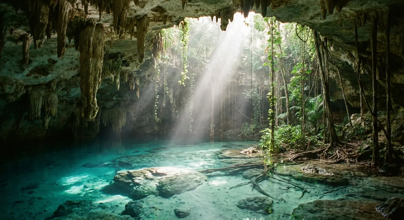 Man swimming in a Tulum Cenote