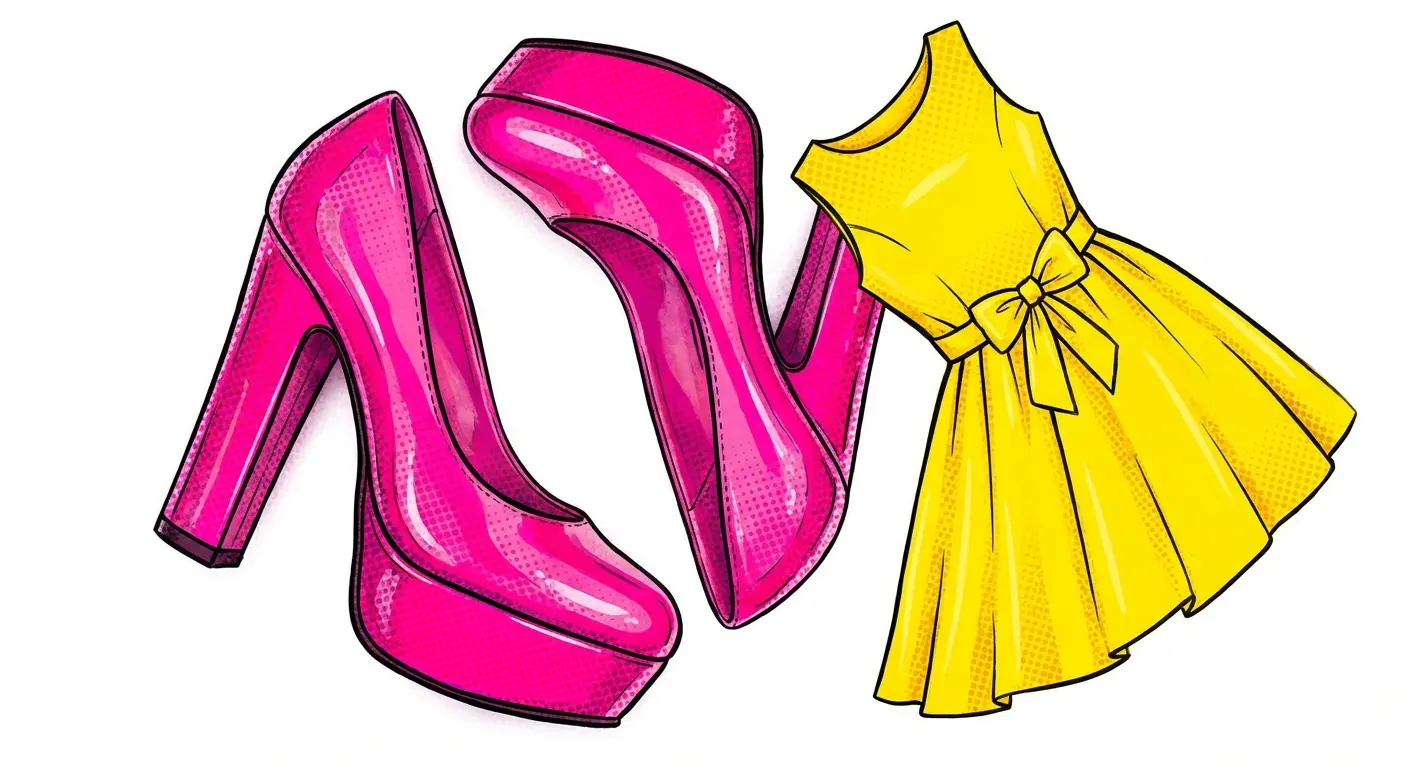 Hot pink pumps paired with a sunny yellow dress for a fun summer look