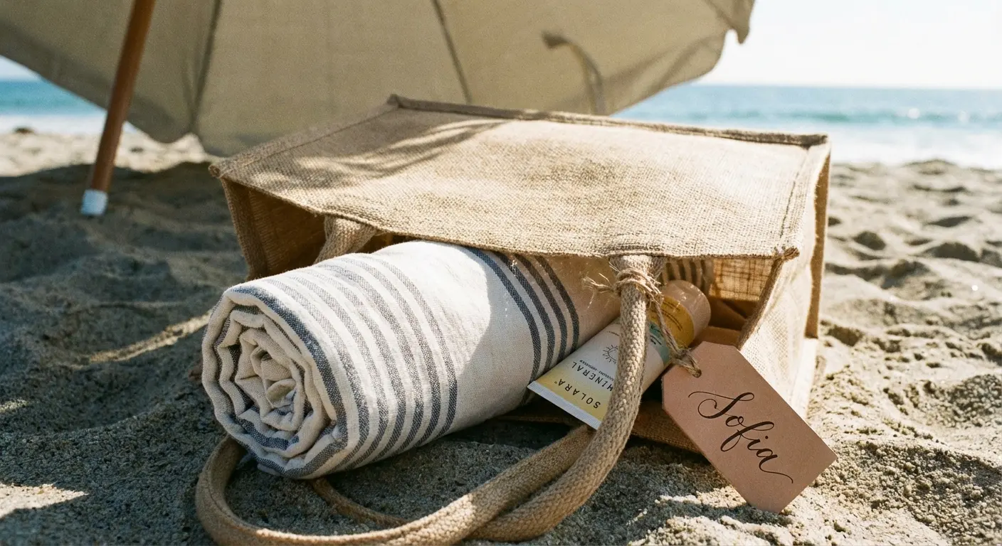 Structured woven bags with calligraphy names