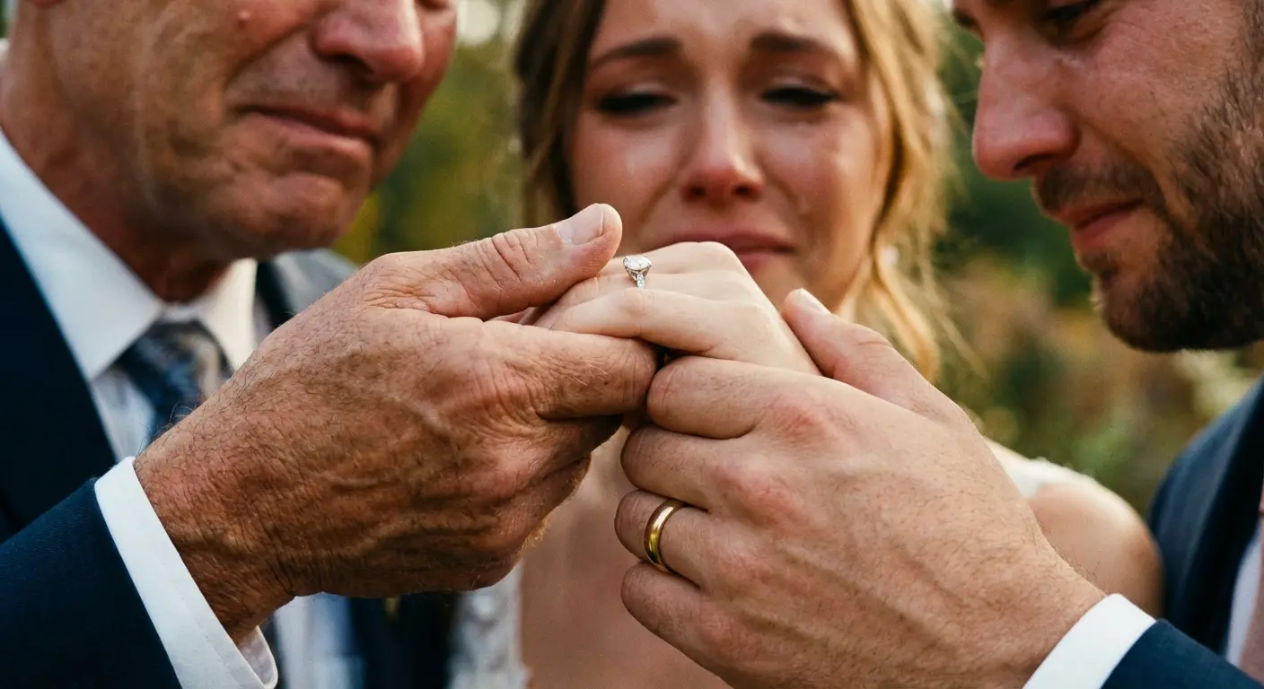 Father of the bride hugging his daughter