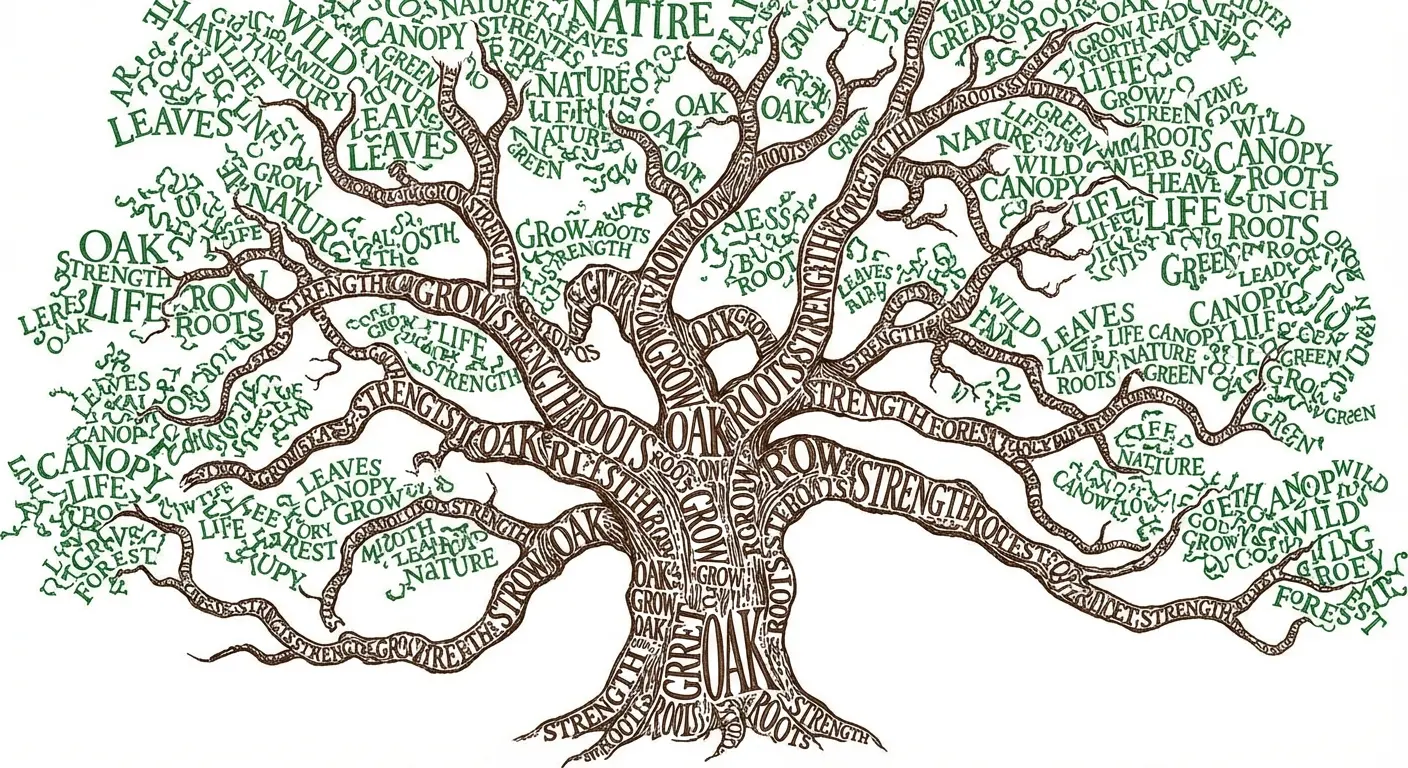 Nature inspired typography poem rooted tree design