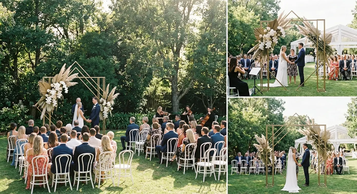Modern couple exchanging vows during a story-driven ceremony