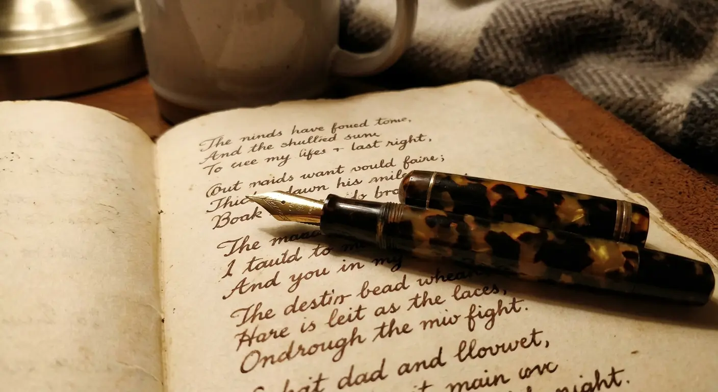 Woman writing poetry in a notebook