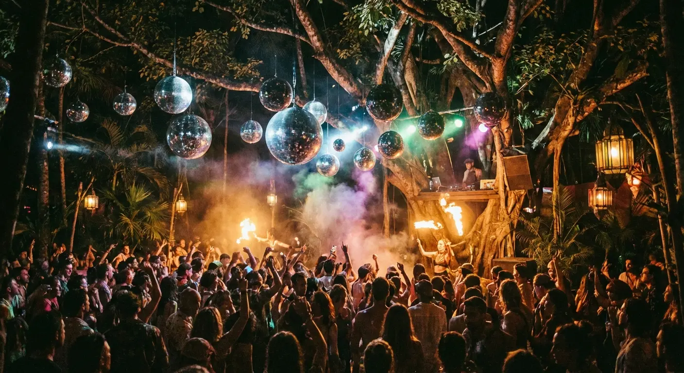 Nightlife scene in Tulum jungle