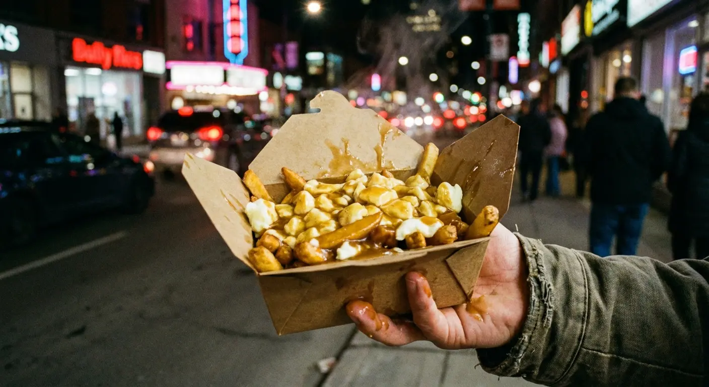 Late night street food poutine in Vancouver