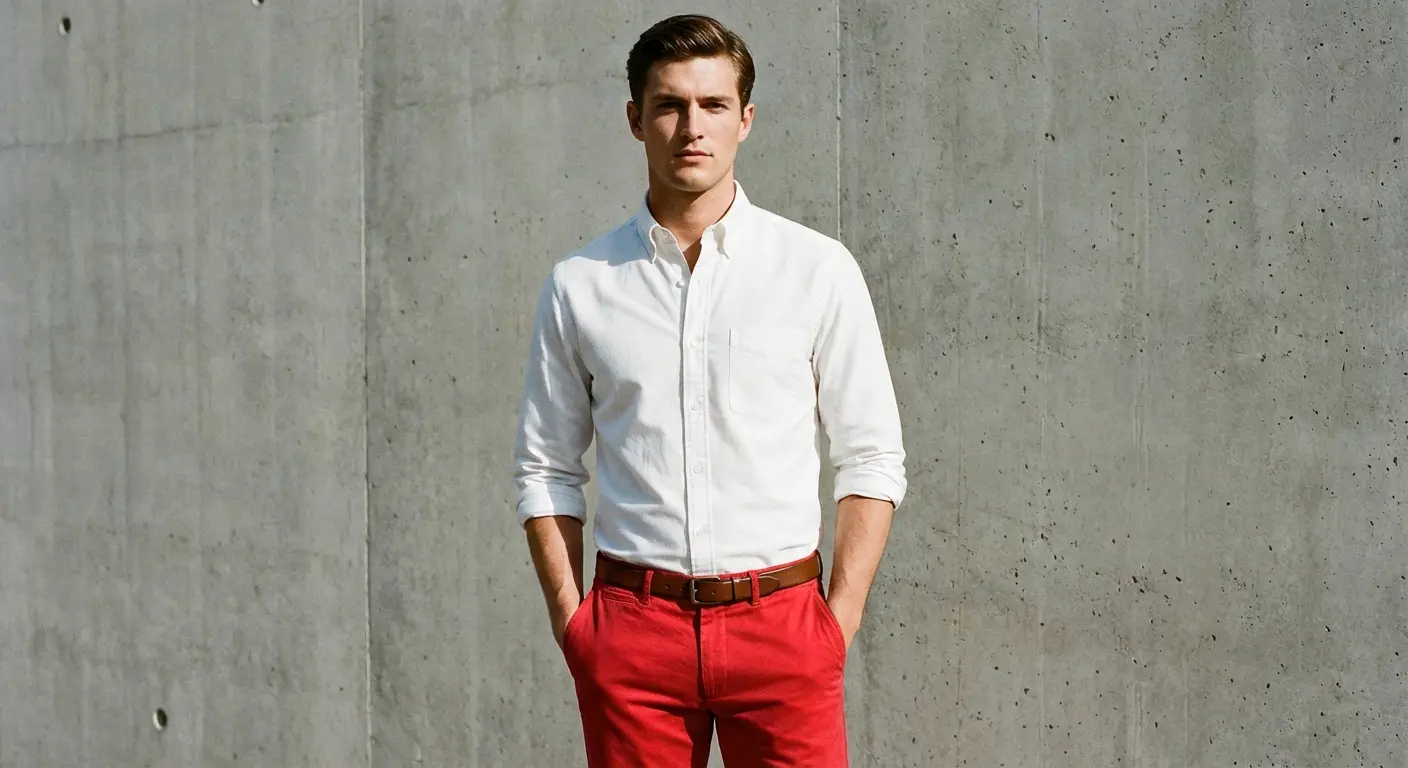 A white Oxford or stiff cotton button-down creates a clean aesthetic.
