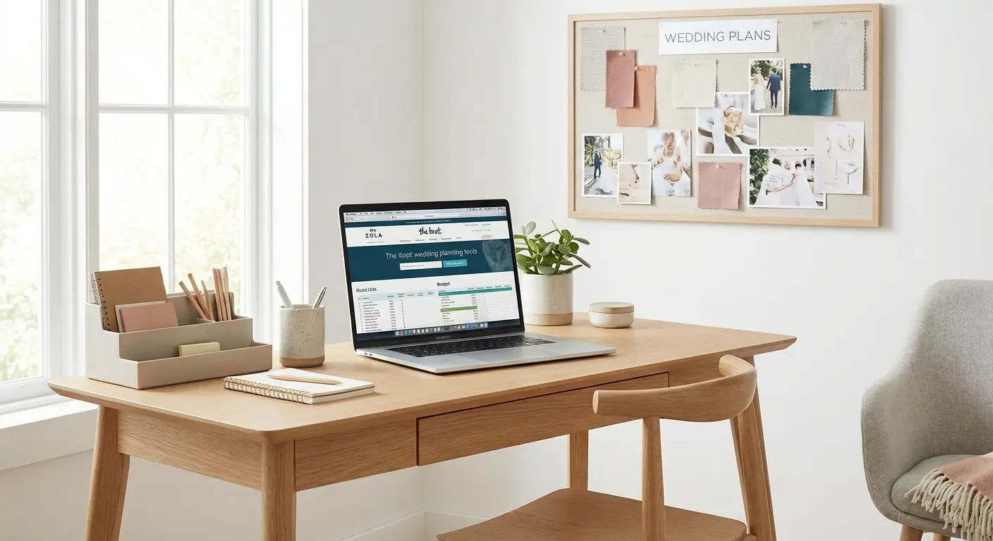 Woman writing a wedding speech on a laptop