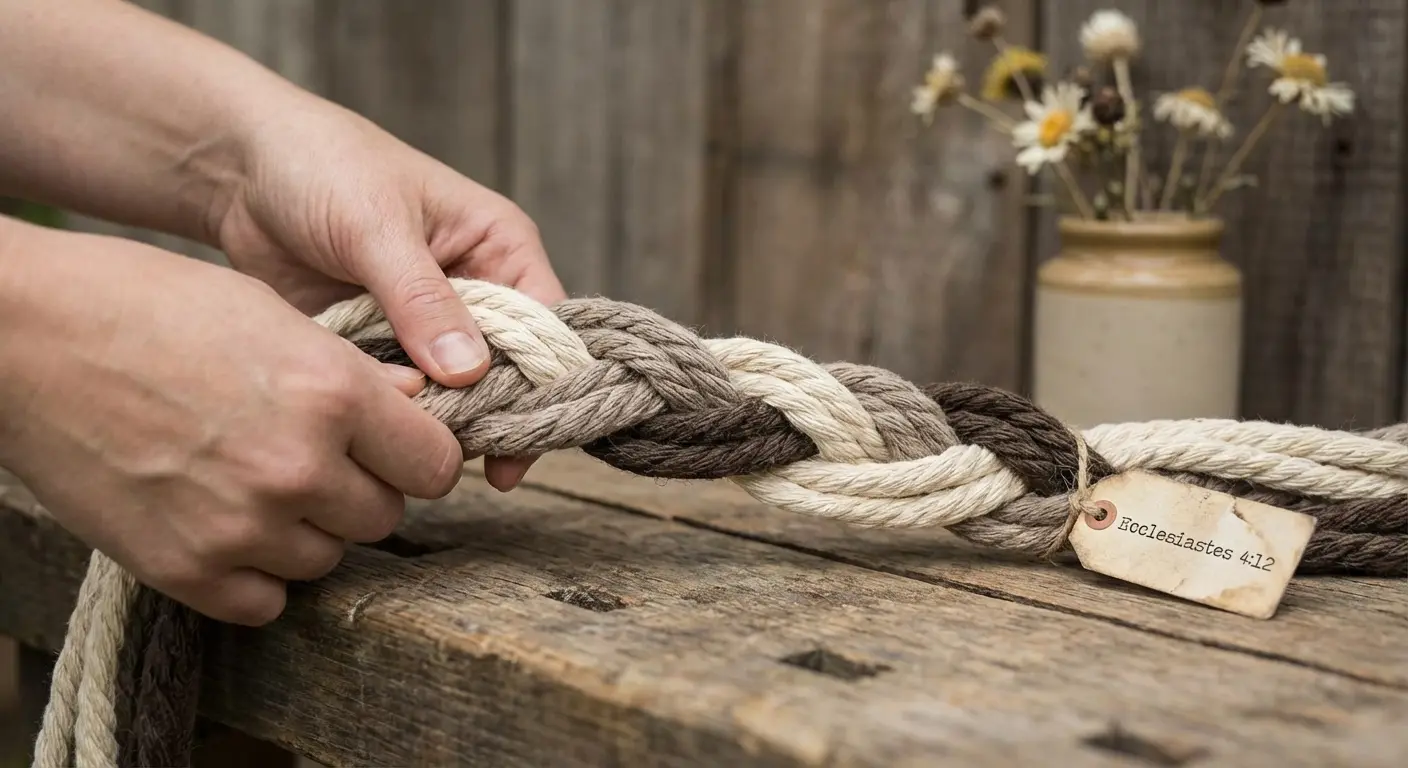 Cord of three strands unity ceremony representing God, husband, and wife