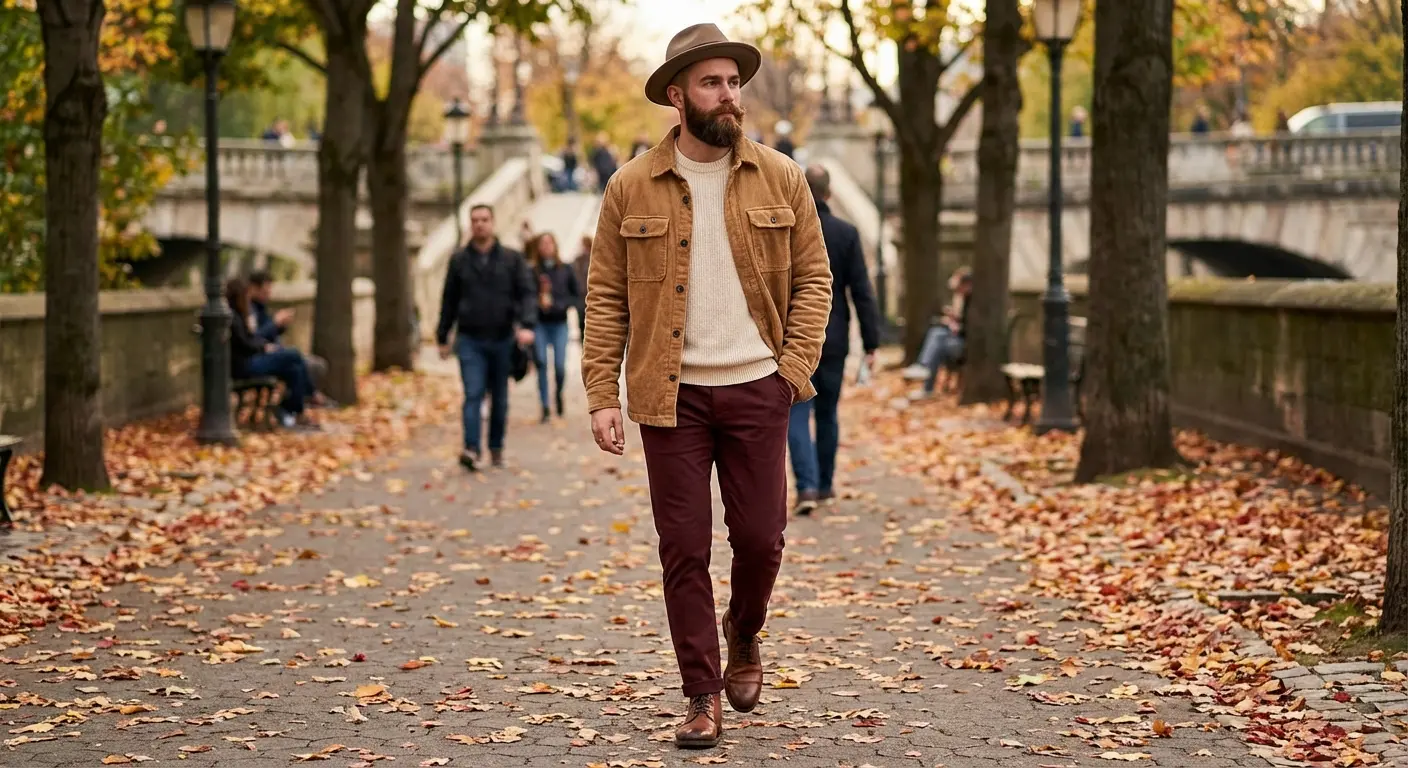 Camel or Tan shirt with maroon pants