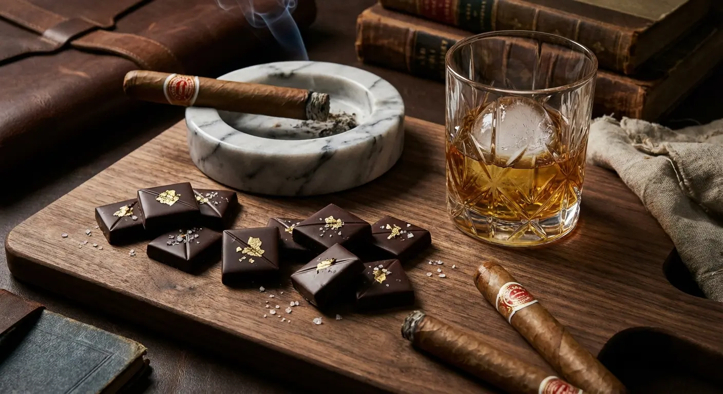 Cigar and dark chocolate pairing platter