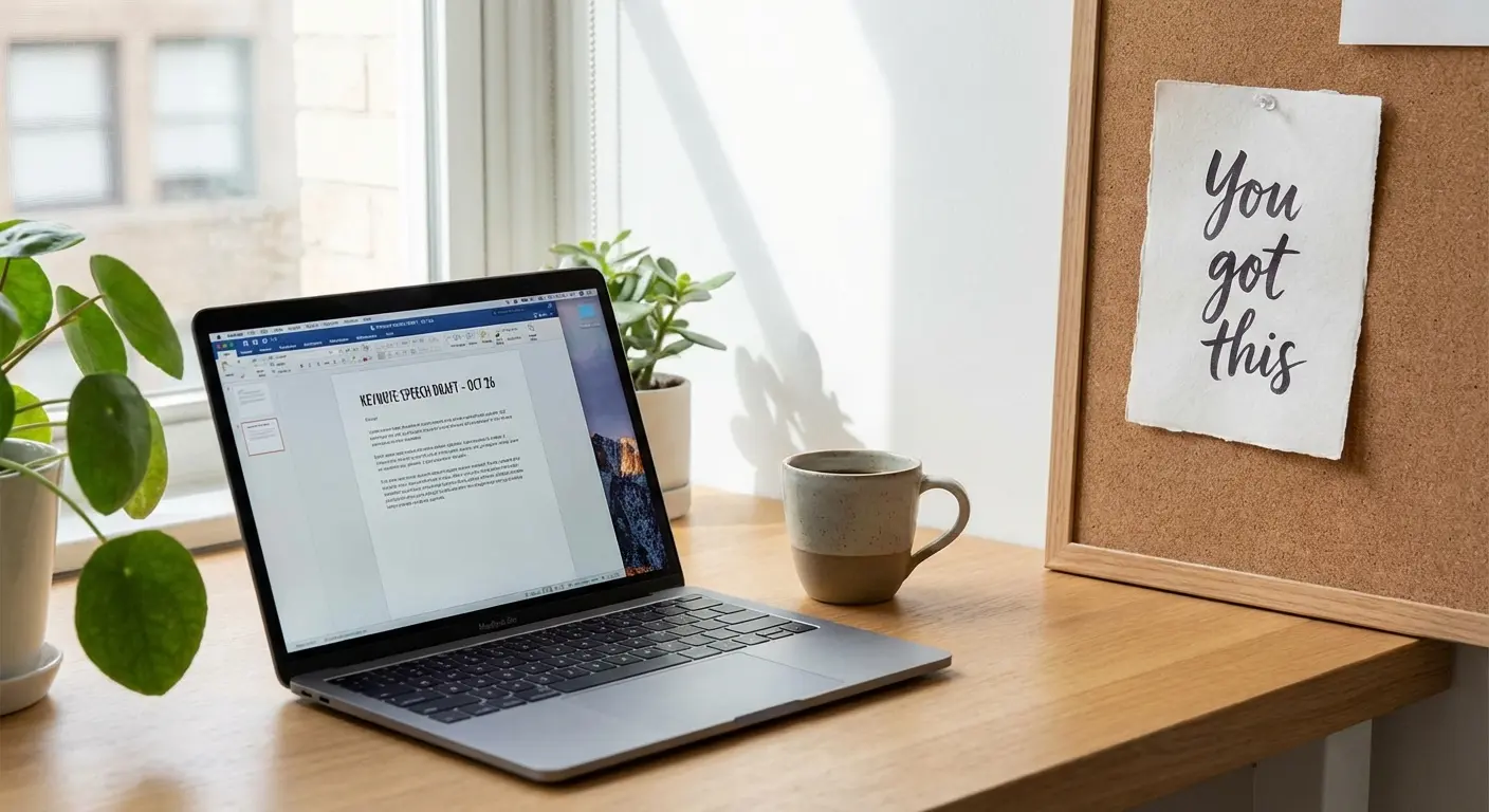 Person giving a speech with microphone