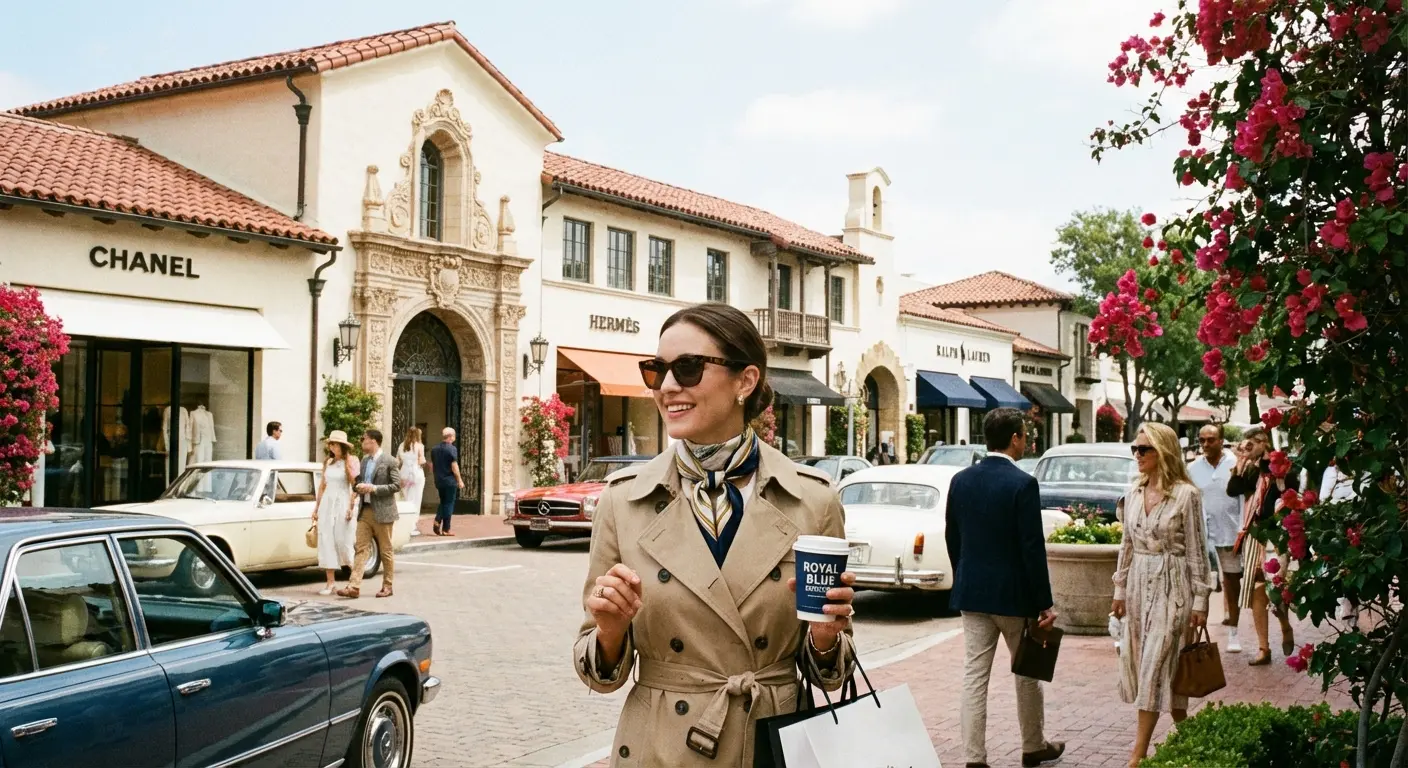 Luxury shopping storefronts at Highland Park Village