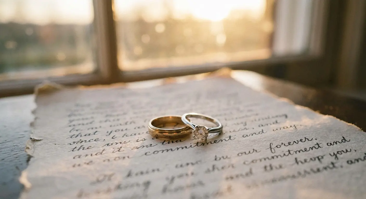 Groom reading vows to bride