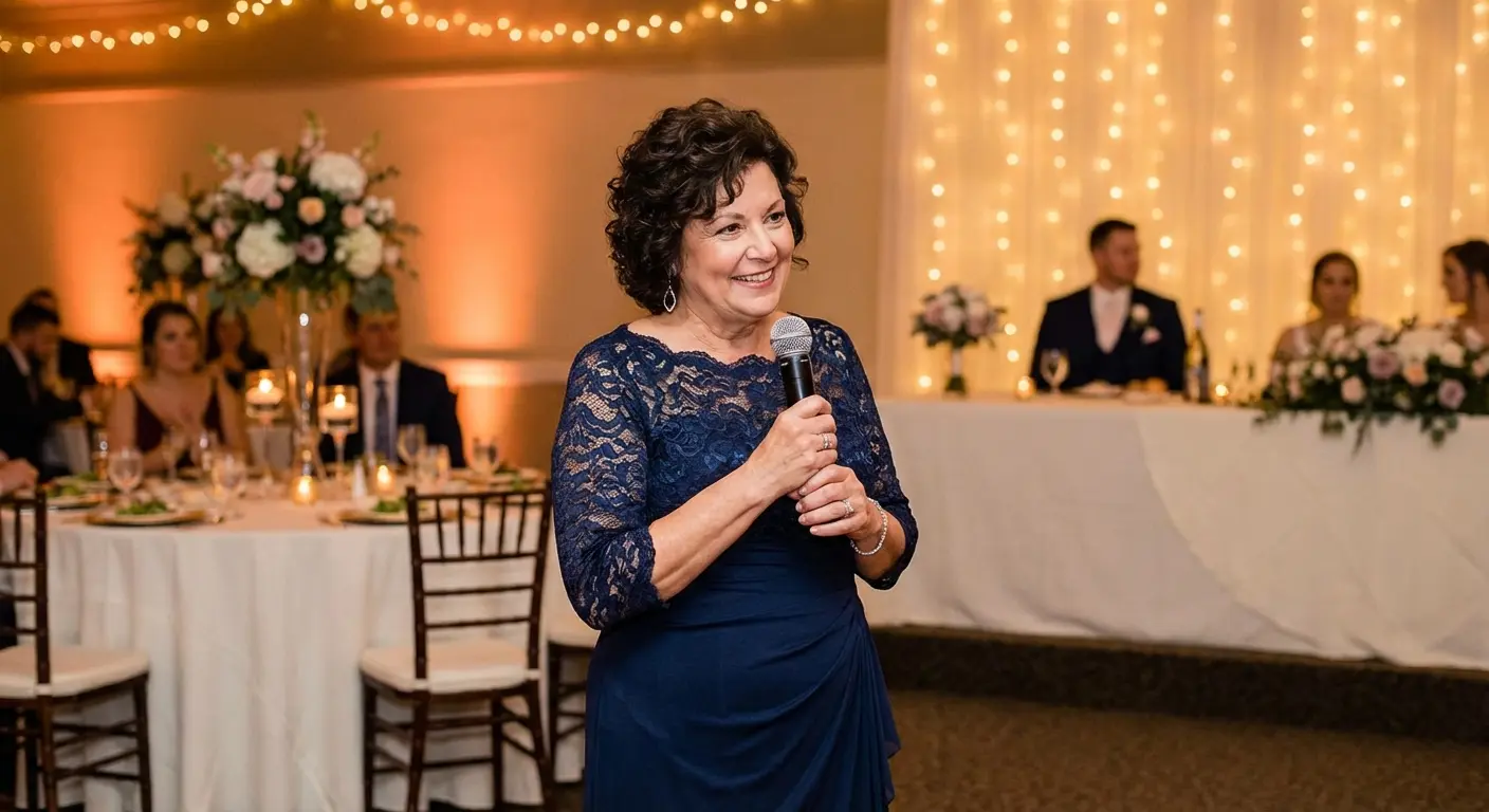 Mother of the groom toasting the happy couple