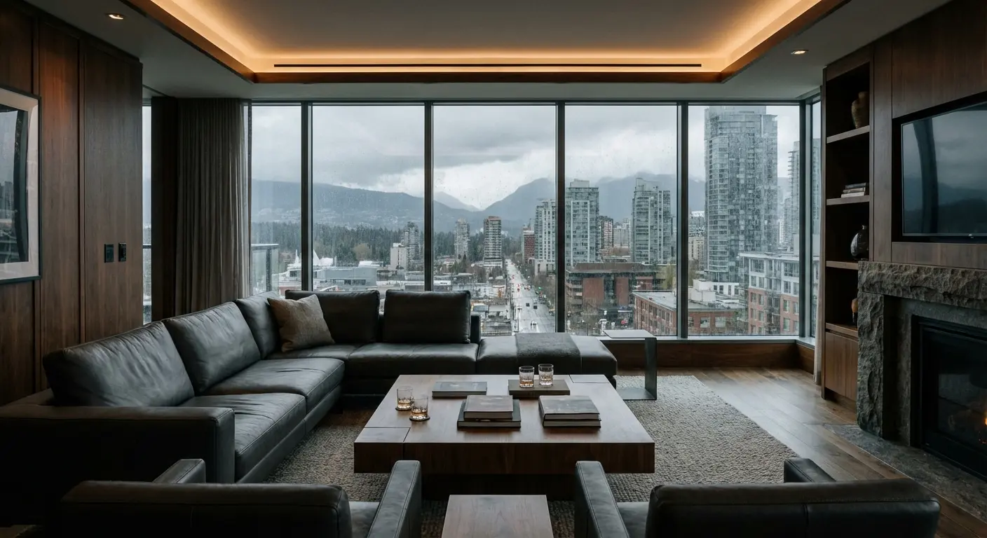 Modern hotel suite interior in downtown Vancouver suitable for groups