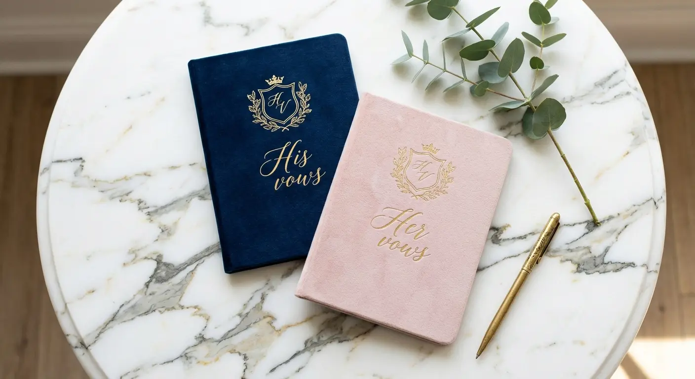 Elegant vow books on a table