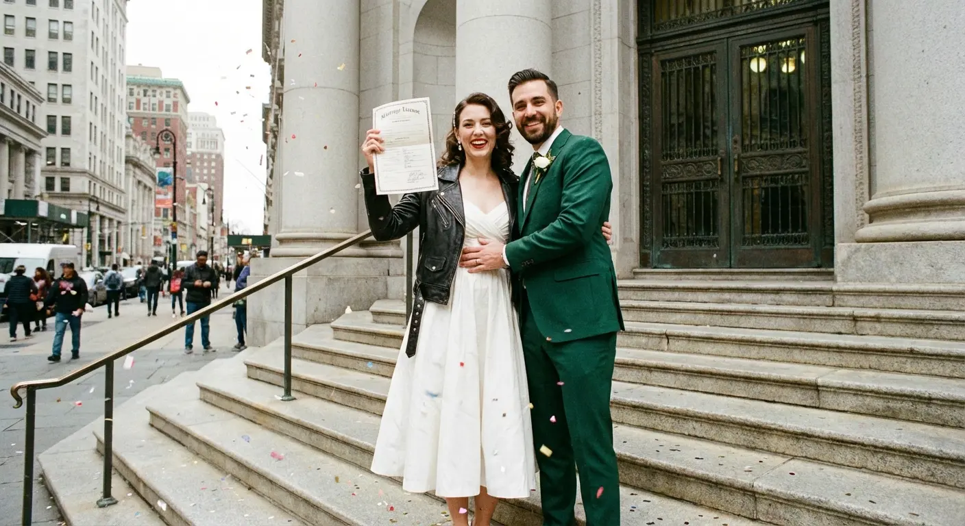 Couple during a short and sweet civil ceremony