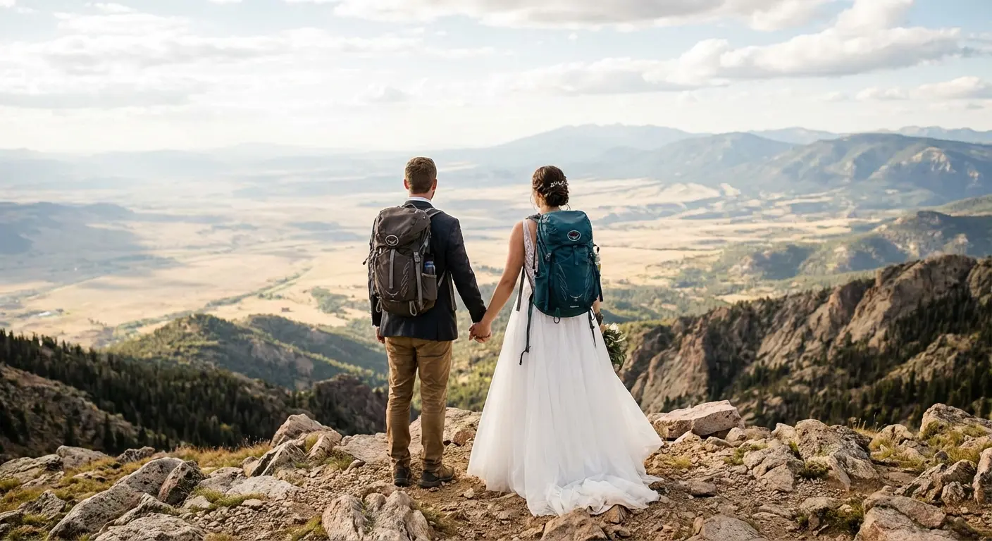 Modern couple exchanging vows as partners