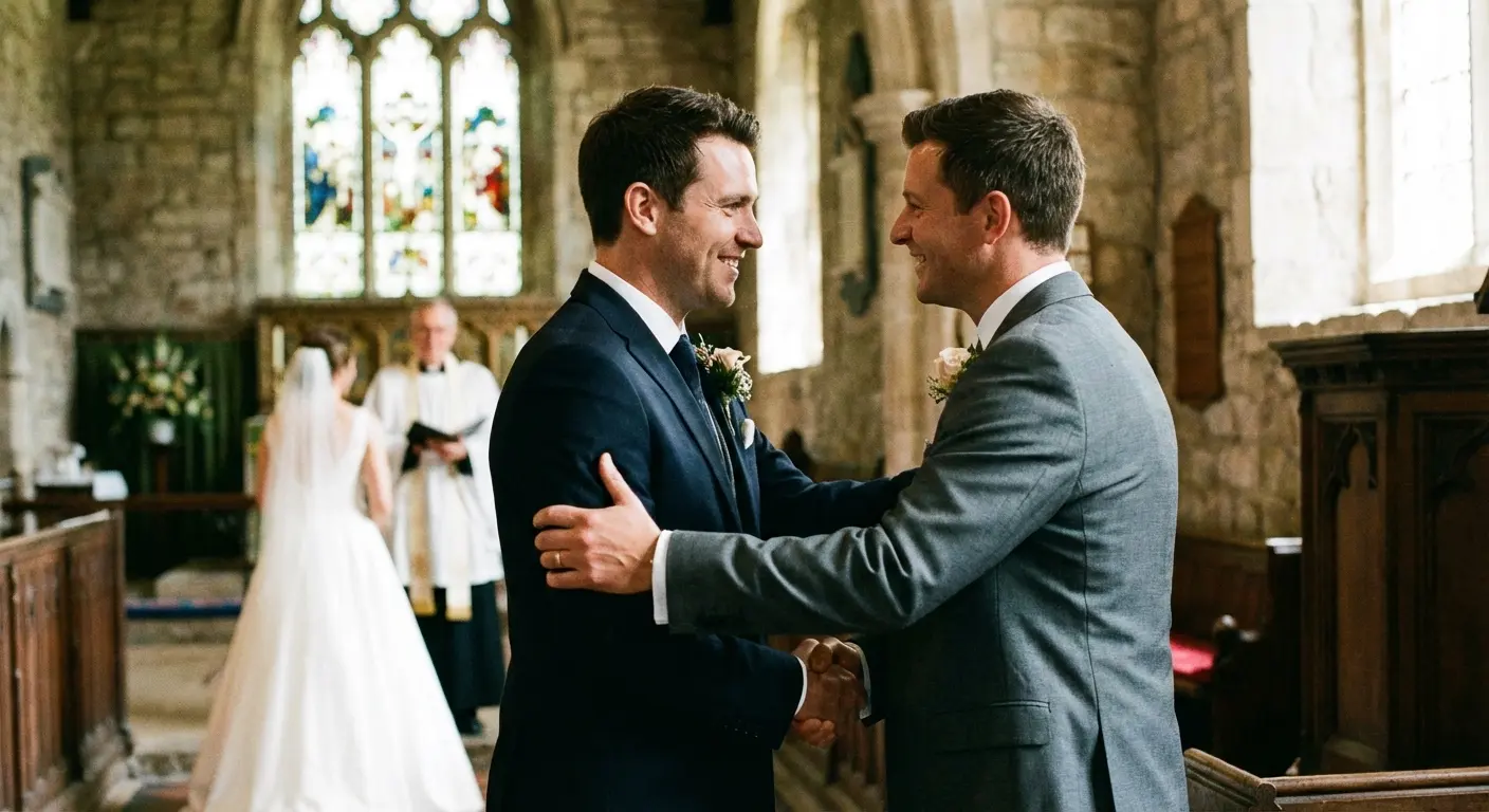Best man toasting the groom