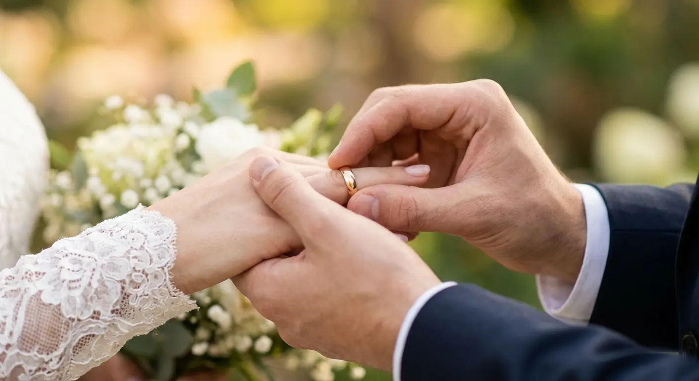 Exchange of rings during a wedding ceremony