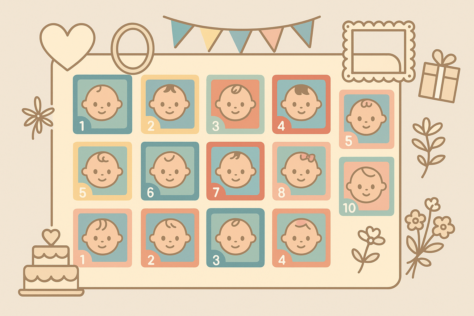 Baby photo matching game display